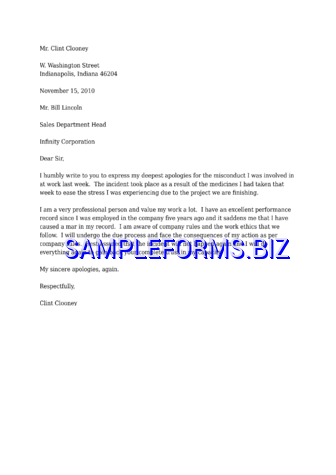 Apology Letter for Misconduct 2 docx pdf free